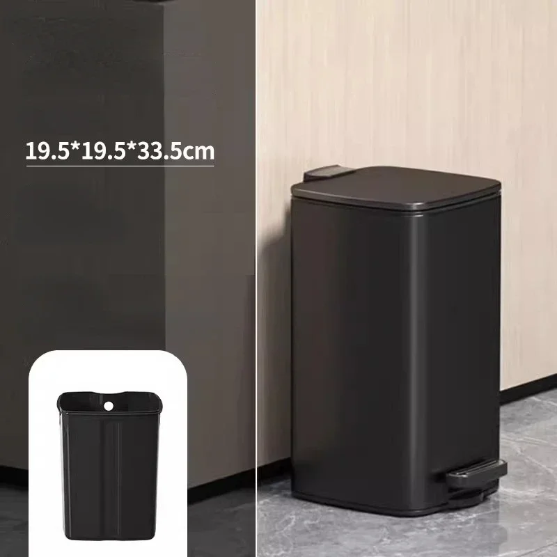 8L 욕실 쓰레기통 뚜껑 및 내부 버킷 포함, 410 스테인리스 스틸 발판 휴지통, 좁은 금속 쓰레기통, 화장실 쓰레기통