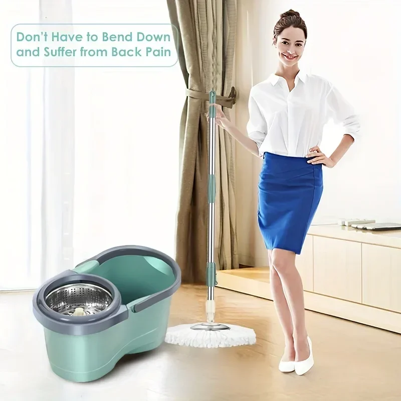 Spin Mop 3pcs mop replacement head clean microfiber tow bucket lazy magic bucket