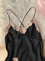 Women's Sexy Fashion V-Neck Sleep Dress Lace Trim Crisscross Back Nightgown Loungewear - Image 5