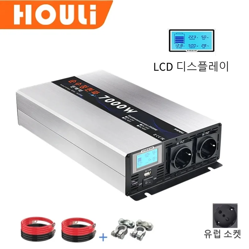 Houli 3000W 5000W 6000W 7000W Inverter 12V 220V Onda Pura Europa Presa Dc A Ac Inverter Convertitore Solare Trasformatore