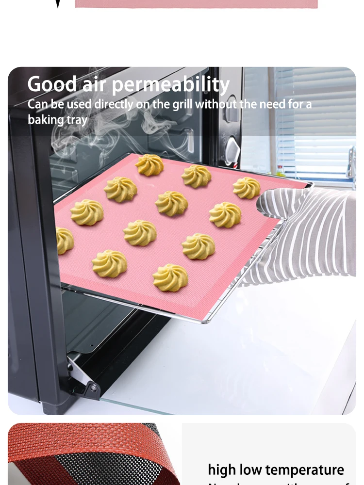 30x40cm Silikon Grill matte Backblech atmungsaktive Cookie Brot matte Ofen Mikrowelle Hochtemperatur-Back-Küchen werkzeuge – Detail 4