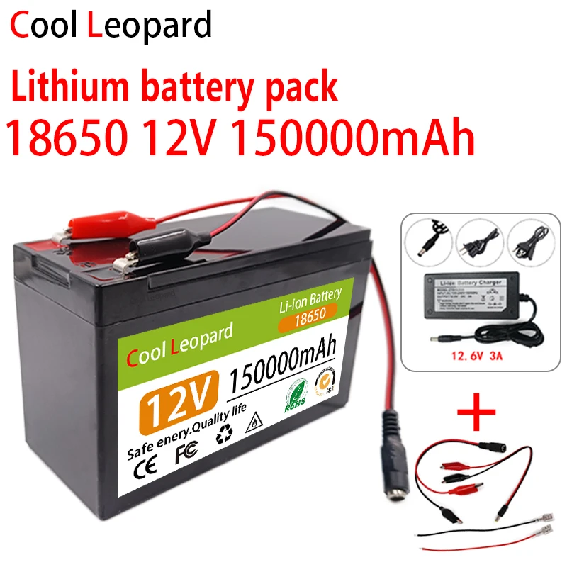 Nuovo Pacco Batteria Agli Ioni Di Litio 18650 3 S6P 12V 150Ah, Bms Integrato, Per Spruzzatore, Veicolo Elettrico, Batterie Agli Ioni Di Litio Con Lamp
