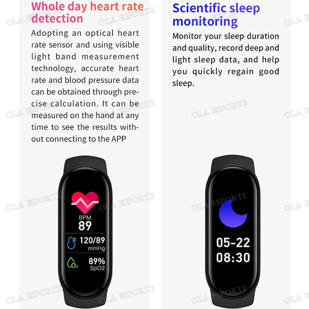 M9 Smart Watch Uomo Donna Fitness Bracciale intelligente Fascia sportiva Frequenza cardiaca Monitor della pressione arteriosa Orologi multifunzione impermeabili - immagine 4