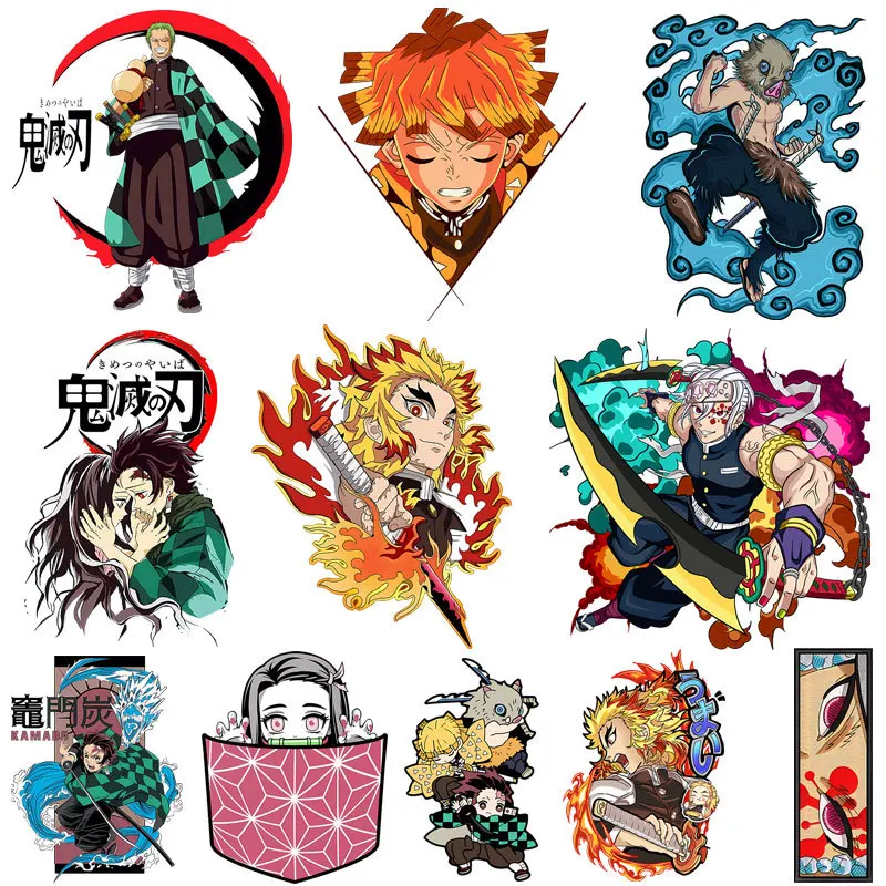 

Japanese Cartoon Anime Demon Slayer Heat transfer vinyl Iron On Patches DIY stickers T-shirt Clothing decoration