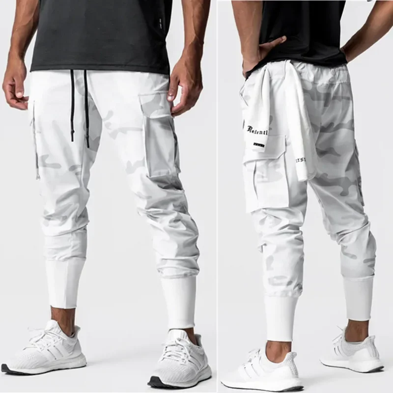 New Men's Fitness Running Trousers European Size Lightweight Four-Dimensional Elastic Loose Fit Cuffed Training Pants