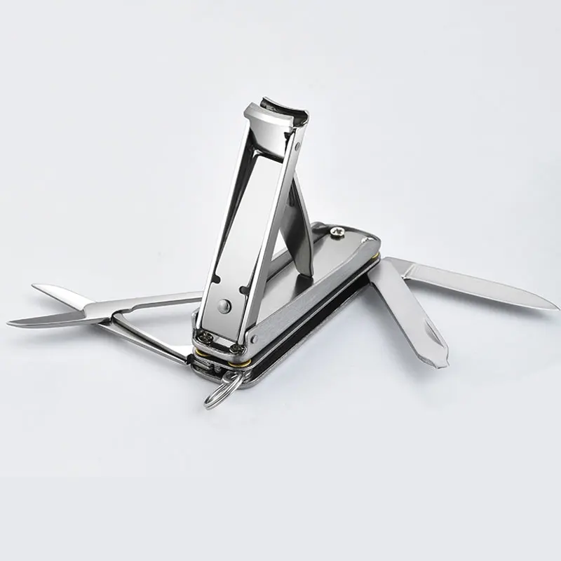 4 In 1 Folding Nail Clippers Scissors Manicure Nail Cutter Stainless Steel Clipper Nippers Toenail Multifunctional Tools