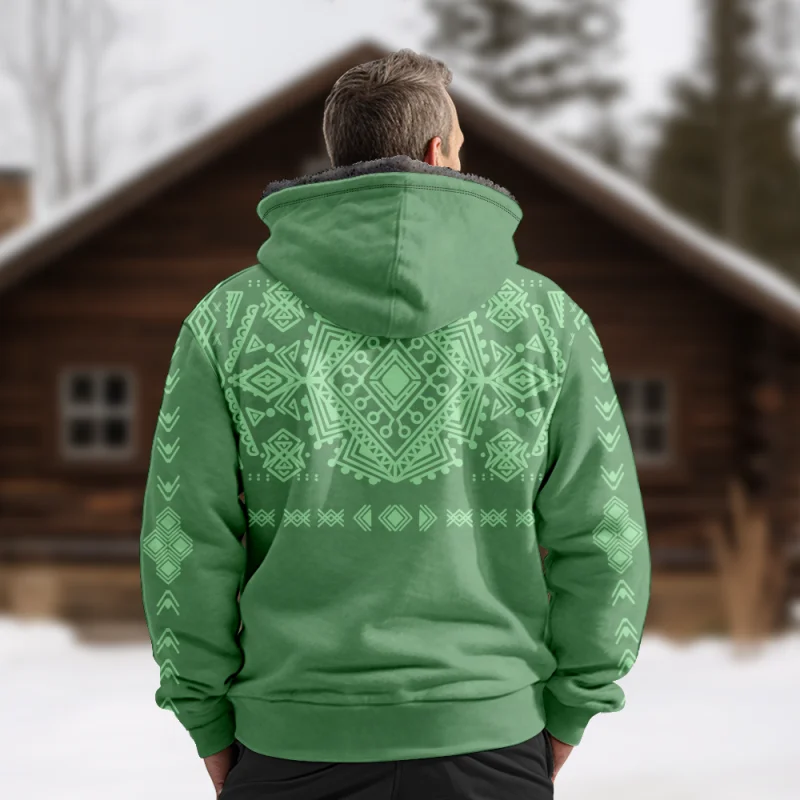 New Totem Italian Cotton Coat Hooded Sweater Casual Print Long Sleeve Zipper Sweater Thick Cotton Coat Autumn and Winter a20