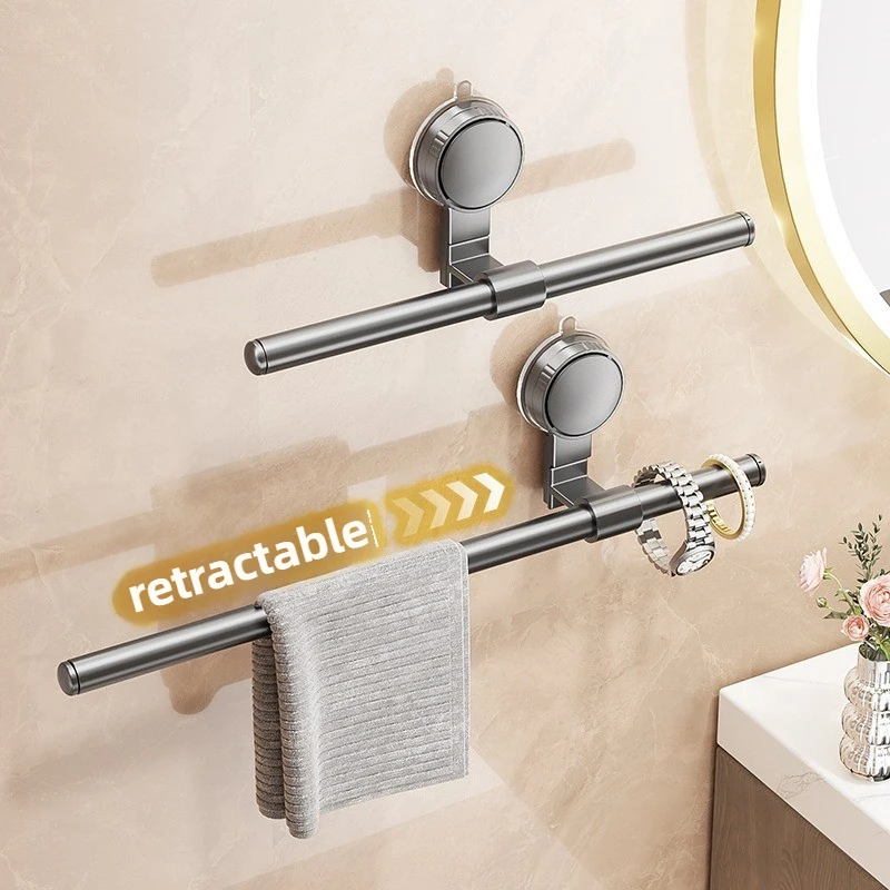 1PC Suction Cup Towel Rack Toilet Non-punching Bathroom Towel Bar Storage Rack Toilet Bath Hanging Rod Storage Hanger