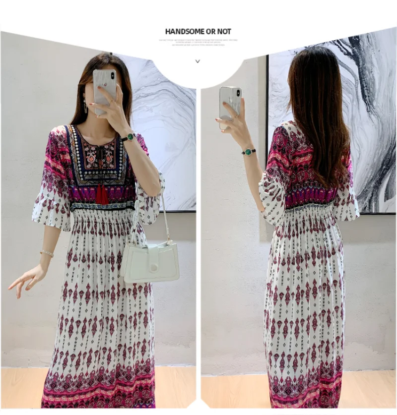 Bohemian Long Tassel Women Dress - Vintage Style