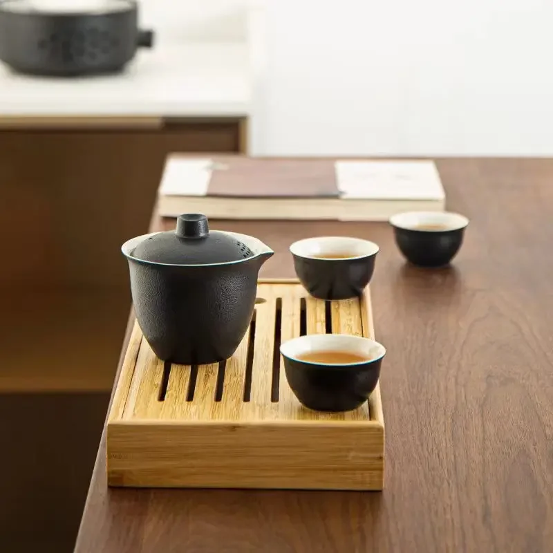 Tea Set Ceramics Travel Tea set Include 1 Pot 3 TeaCup gaiwan teapot kettle kung fu teaset cup