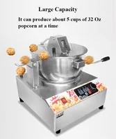 Commercial Popcorn Machine Electromagnetic Model 1kg/time Large Capacity 16 oz Popcorn Maker Cinema Snack Shop Use 2