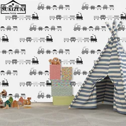 Baby Boy Room Decoration Peel and Stick Wallpaper Animal Pattern Wallpaper Car Kids Room Wall Sticker  Papel De Parede 3d