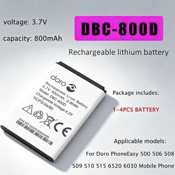 Batteria DBC-800D 3.7V 800mAh batterie al litio ricaricabili per Doro PhoneEasy 500 506 508 509 510 515 6520 6030 telefono cellulare
