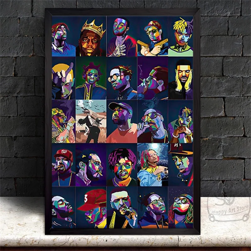 European And American Popular Rappers Collection Canvas Painting