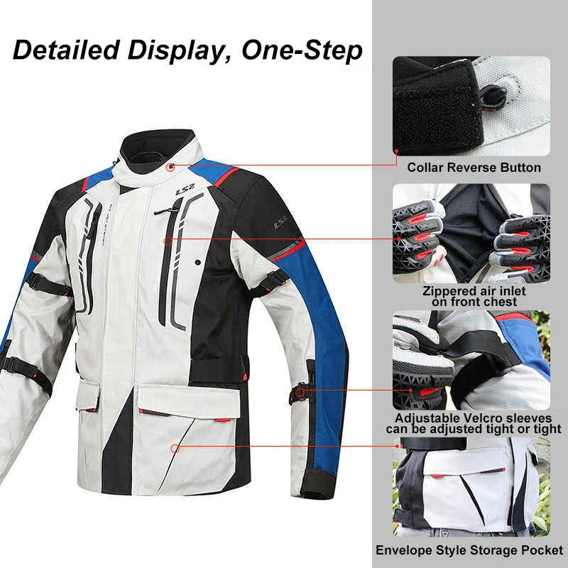 Original LS2 NARVIK Motorcycle Jacket Winter Warm Waterproof Windproof Rally Jacket Men Women Anti-fall Motocross Cycling For Motorcycle Jacket