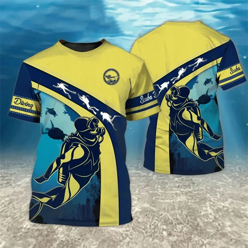 

Ocean Exploration Diving Tracksuits Fashion 3D Diver Print T Shirt For Men Casual O-neck Short Sleeve Diving Club Uniform Tops