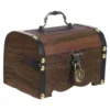 Treasure Chest Piggy Bank with Key Lock Wedding Coin Wooden Savings Dark Brown Child 3