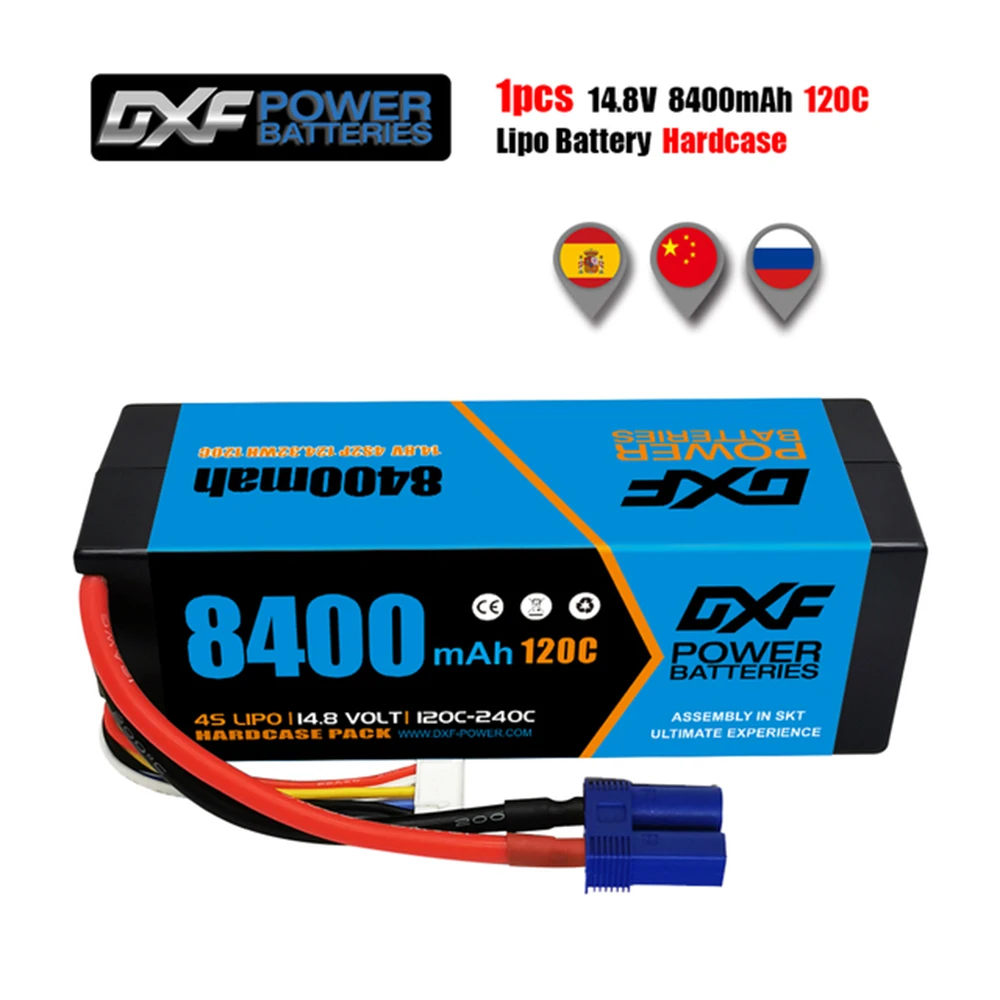 Dxf Lipo 4S 14.8V Batteria 8400Mah 120C Versione Blu Grafene Racing Series Hardcase Per Rc Car Truck Evader Bx Truggy 1/8 Buggy