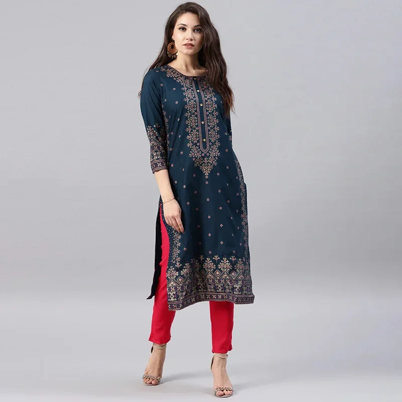 Indian Dress Kurtas for Women Spring Summer Cotton Printed Floral Ethnic Style Kurti Top South Asian Clothes Indian Sari Top