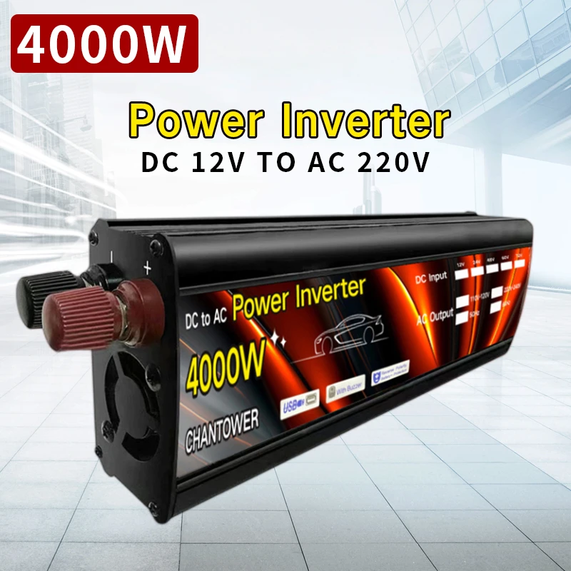 Inverter Solare 12V 220V 1000W 2000W 3000W 4000W Trasformatore Di Tensione Inverter A Onda Sinusoidale Modificata Convertitore Di Potenza 12V Inverter