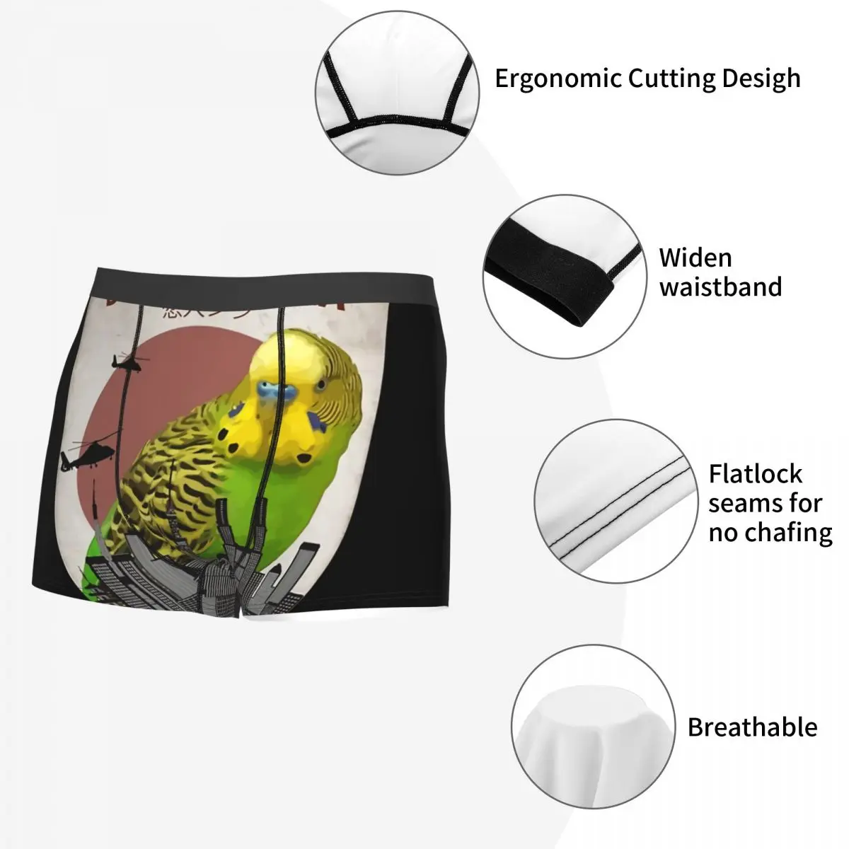 Budgiezilla Budgie Budgerigar Parakeet Parrot Giant Monster Men Boxer Briefs Underwear Highly Breathable Birthday Gifts 5