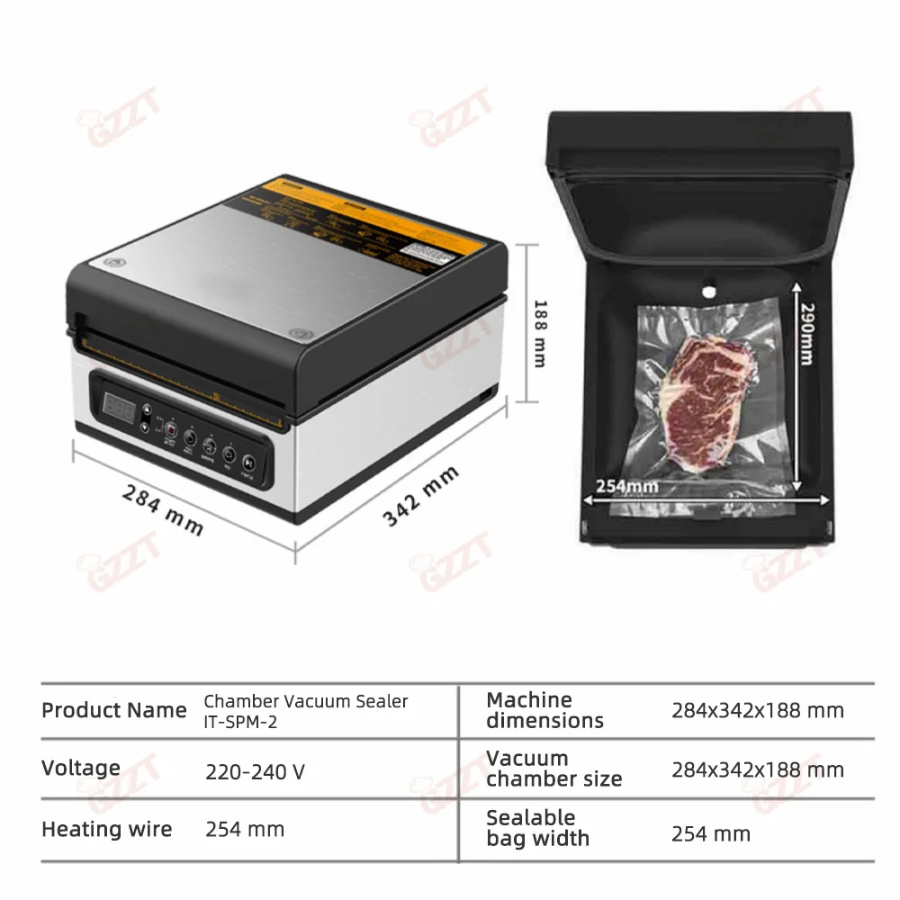 GZZT SPM-2 35cm Commercial Vacuum Marinating Machin Vacuum Sealer Chamber Vacuum Packaging Machine for all kinds of vacuum bags 6