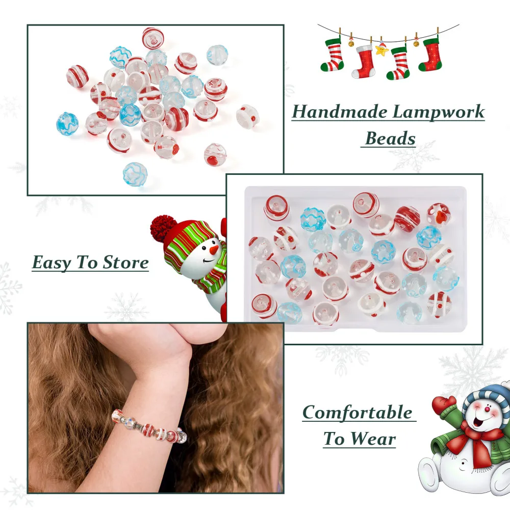30pcs Handmade Bumpy Lampwork Beads Round Ball Loose Glass Beads For Jewelry Making DIY Earrings Bracelet Accessories Gifts
