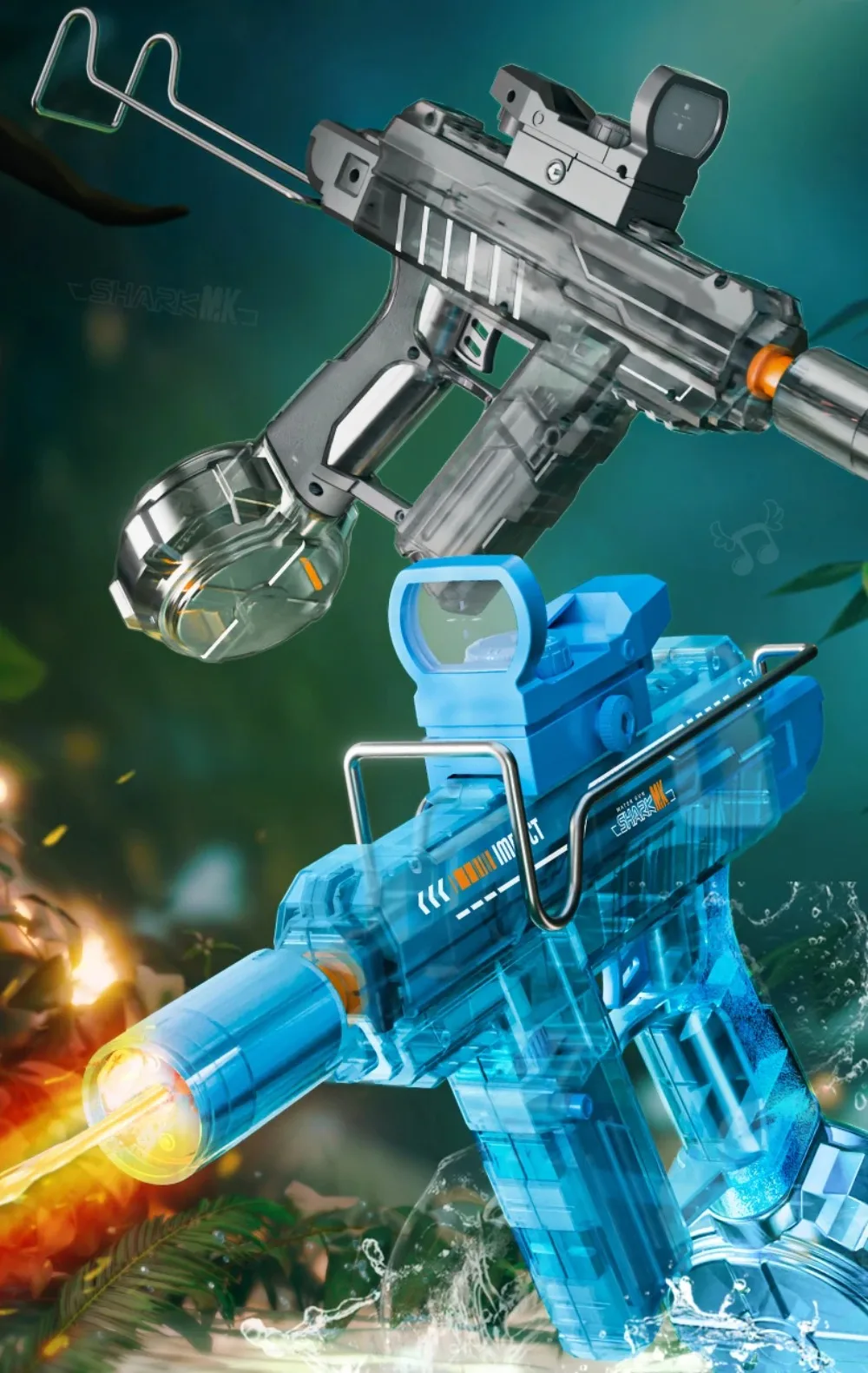 Automatische uzi waterpistool met verlichte led geluiddemper_voghion.com