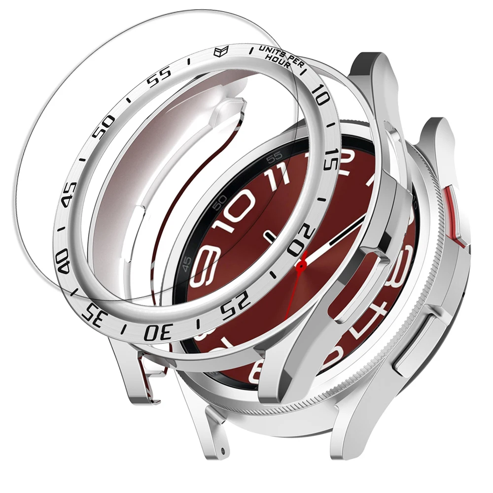 삼성 갤럭시 시계 6 클래식 47mm 43mm TPU 케이스 + 화면 보호기 강화 유리 필름 + 금속 베젤 루프 watch6 클래식 ..