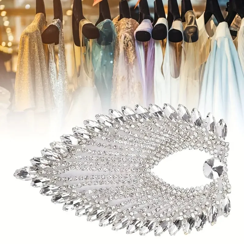 Shoulder Jewelry Sew On Shoulder Tassel Applique Clear Crystal Rhinestone Applique Wedding Dress Decoration