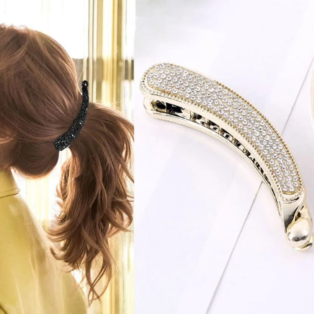 Korea Simple Banana Classic Crystal Rhinestone Headwear Hairpin Barrette Hair Accessories Hair Clip Claw