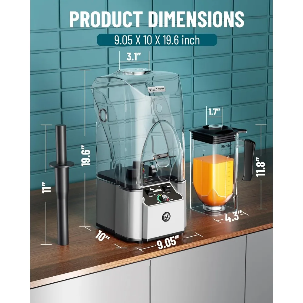 Commercial Professional Blender With Shield Quiet Sound Enclosure 2200W Industries Strong and Quiet Professional-Grade 6