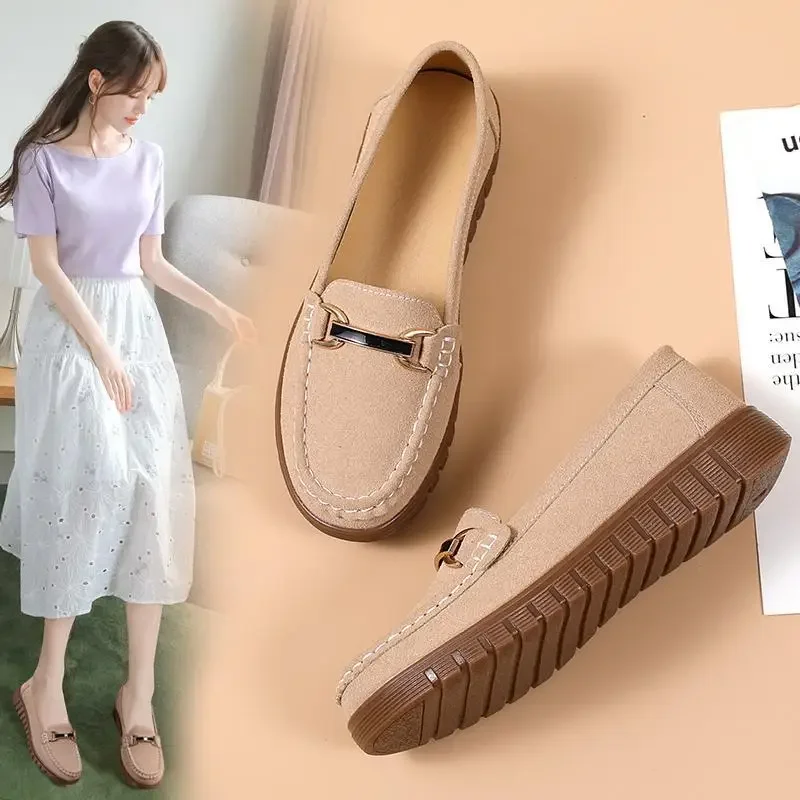 

Спортивные Кожаные Туфли с круглым носком, Женская Осенняя обувь в британском стиле, новинка 2023, туфли на толстой подошве для девочек