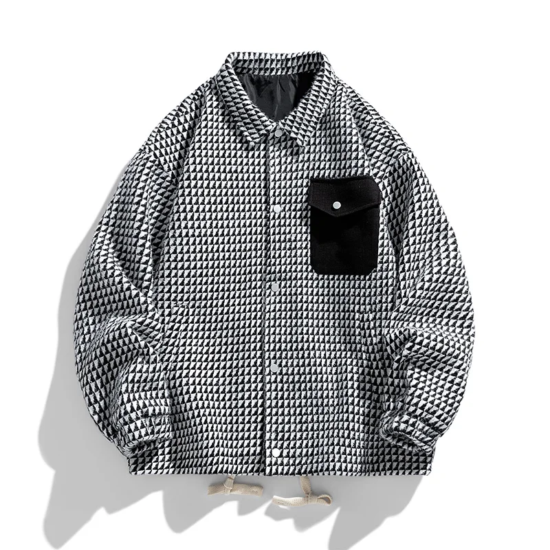 

Men's 2023 New Men's Clothing Korean Fashion Spring and Autumn Thin Casual Youth Loose-fit button down jacket turn-down Coat