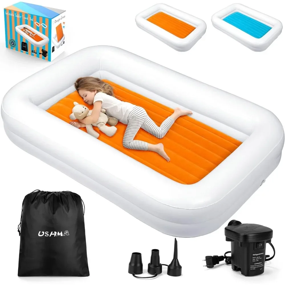 Toddler Air Mattress | Inflatable Toddler Bed Toddler Travel Bed [4-Side] | Both Side Usable