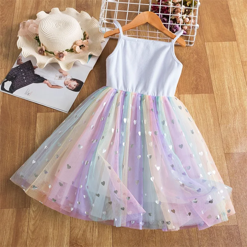 New Sequin Girls Dress for Kids Birthday Princess Dress Strapless Wedding Evening Party Tutu Gown Summer for Girls