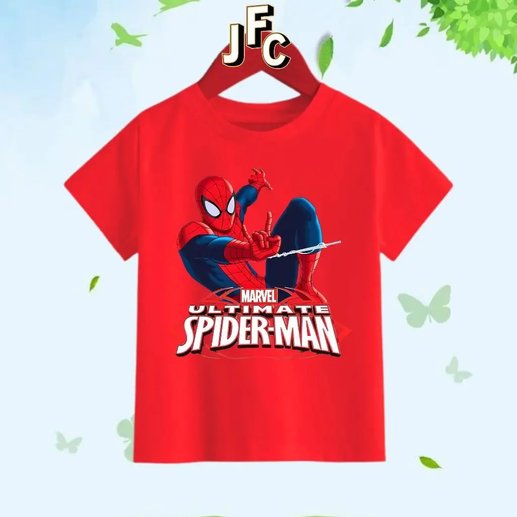 Marvel Ultimate Spider Man 키즈 티셔츠 슈퍼 히어로 그래픽 티 보이즈 100% 코튼 여름 캐주얼 탑