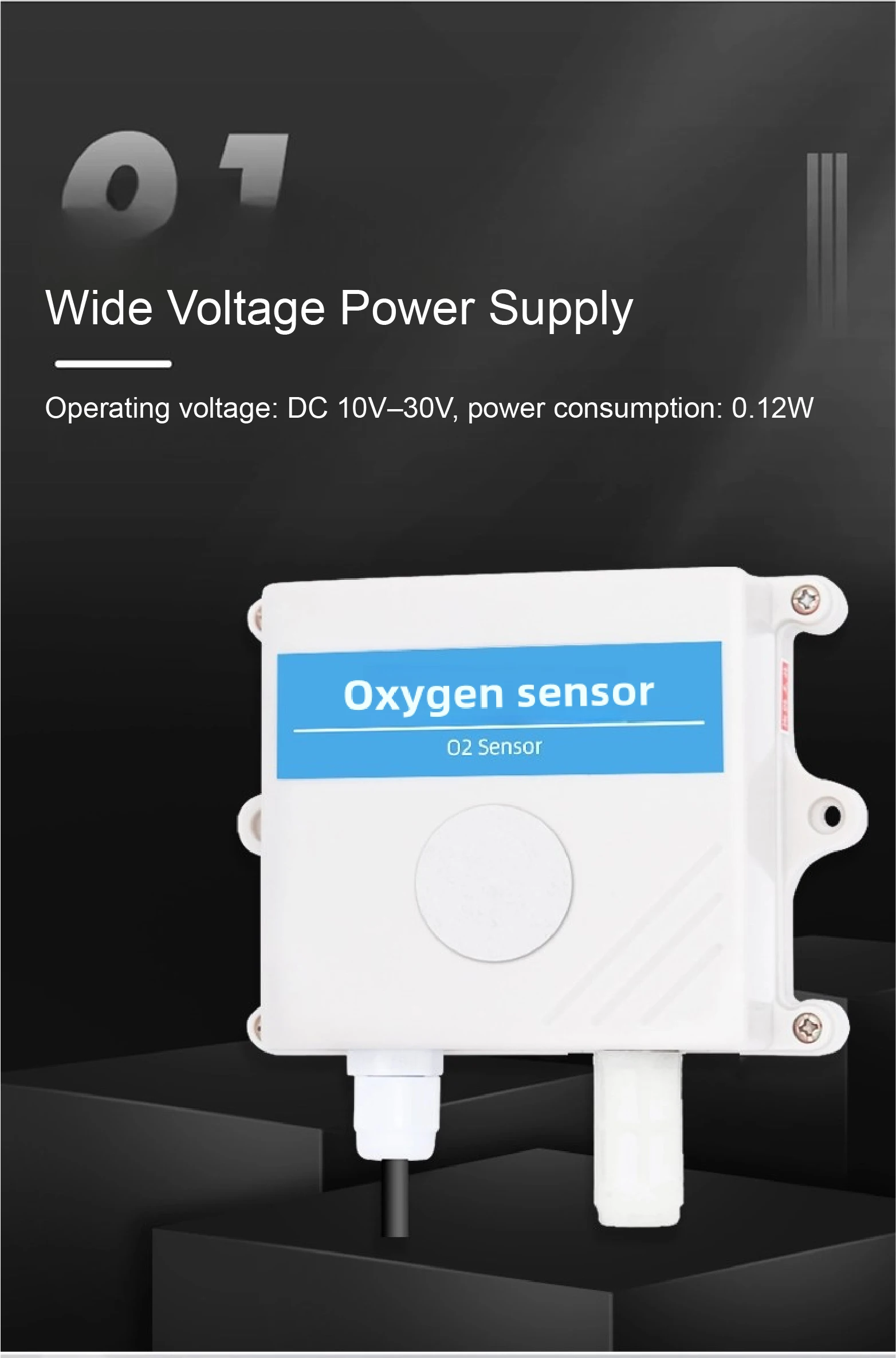Industrial O₂ Sensor RS485 4-20mA 0-10V Output Wall Mounted O₂ Transmitter for A