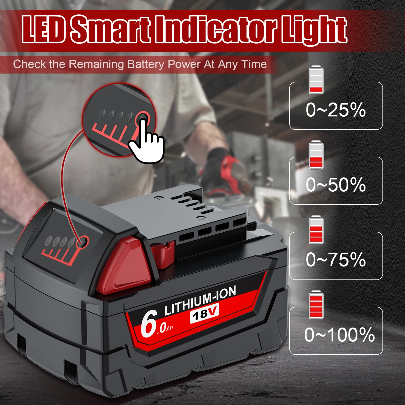 Batterie Lithium-ion pour Milwaukee, 18V, M18, M18B5, XC, 9.0 Ah, 1815 Ah, 48, 11 Ah, 1850, 2604, 2604, 22, 2708, 20, 2607, 22, 22