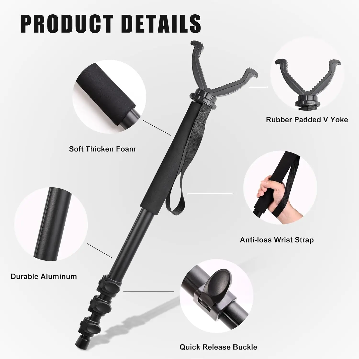 Monopod Shooting Stick and Gun Rest Versatile Hunting Accessories with Adjustable Height Tactical Gun Portable Tripod Stand rifle tripod stand shotgun accessories