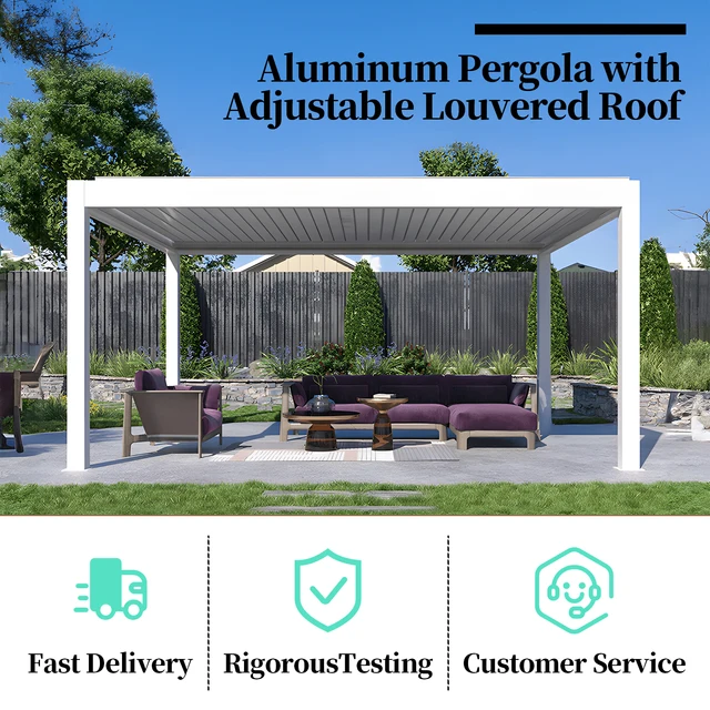 Smart Outdoor Gazebo with Automatic Bioclimatic Roof Electric Louvered Feature in 3X4 4X4 5X3 Sizes Patio Pergola For Garden Bac 6