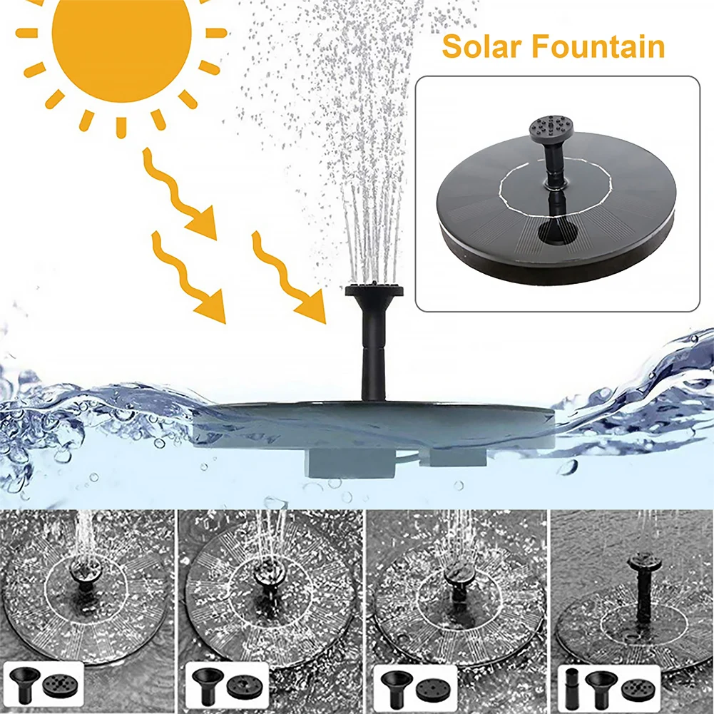 Solar Fountain Pump Garden Pool Pond Bird Bath Outdoor Water Pump 13/16cm 6 Nozzles