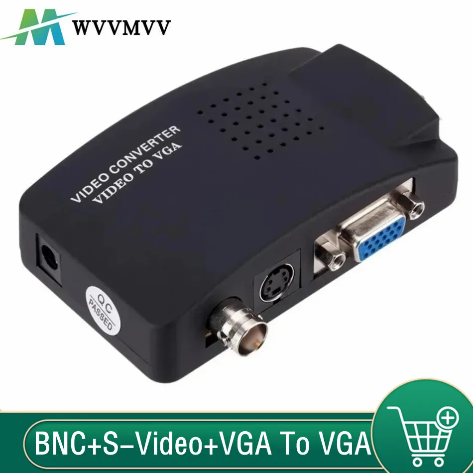 

WvvMvv BNC S-Video VGA to VGA Video Converter 1080P BNC to VGA Output Adapter Digital Switch Box For PC Mac TV Camera DVD DVR