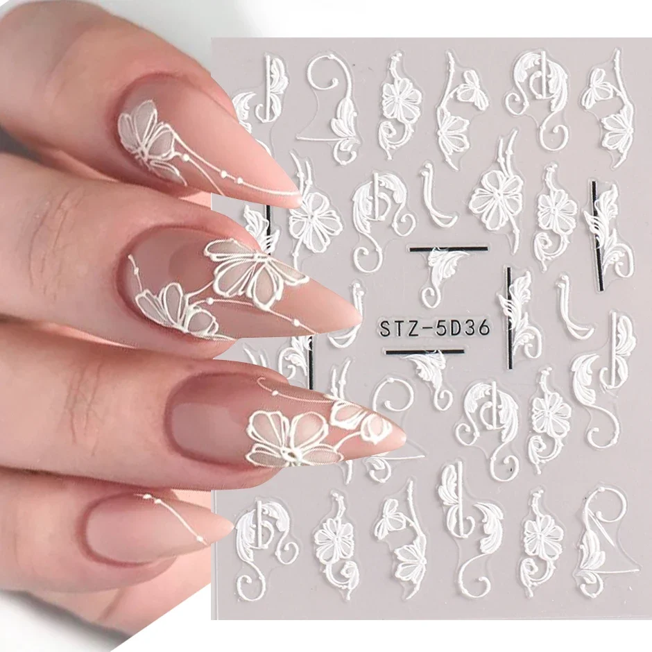 Elegant Floral Bridal Nail Art