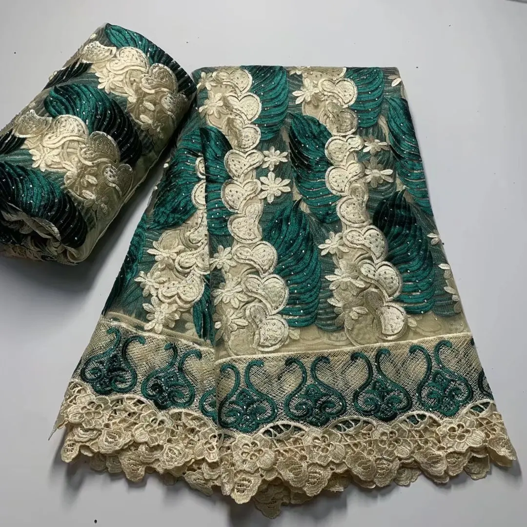 2022 High Quality African Lace Fabric With Stones African Embroidery Guipure Lace Fabric For Nigerian Net Lace Women Dress 