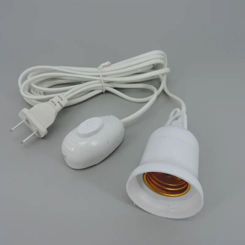 E27 Lamp Base with 4M Power Cord Independent Push Button Switch US Plug E27 Lamp Holder 220V Screw Socket for Grow Light Bulb