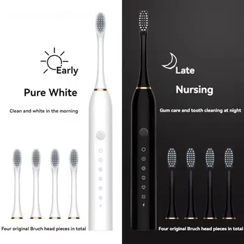 Sonic Electric Toothbrush for Adults IPX7 Waterproof DuPont Brush Head USB Rechargeable High Frequency Cleaning 6 Cleaning Modes 1