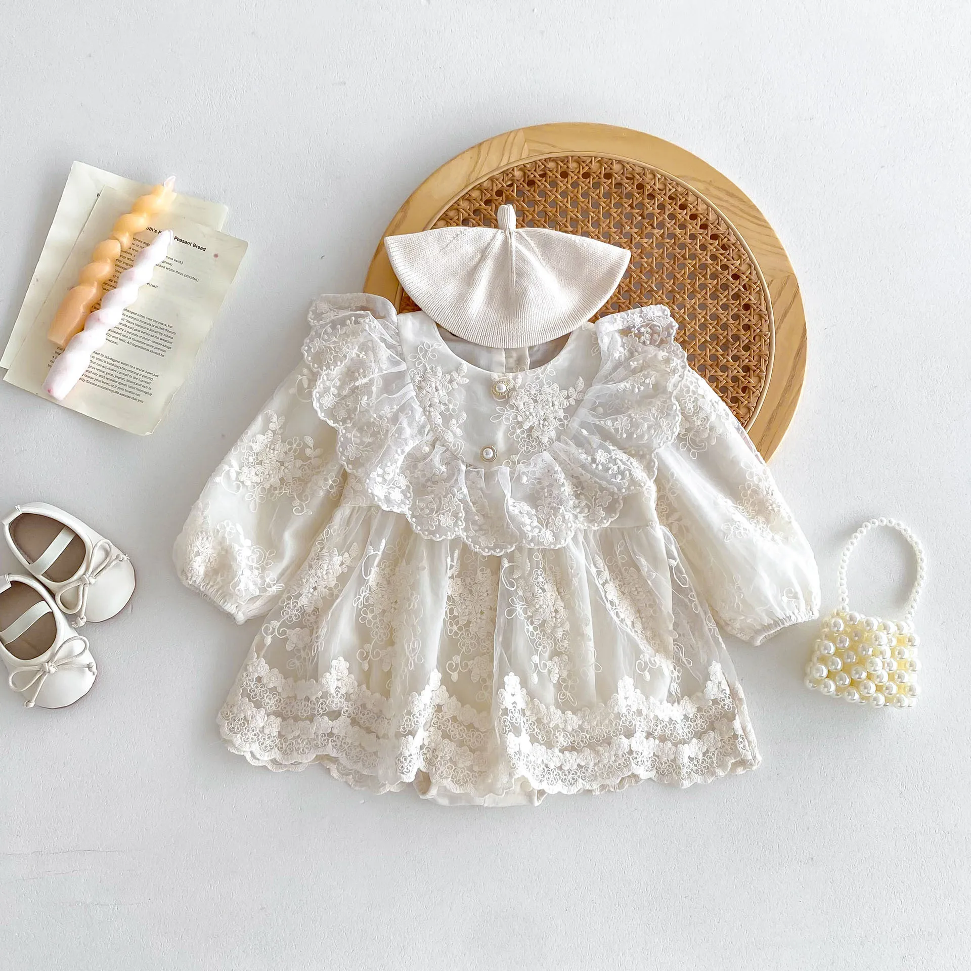 Vintage Lace Baby Princess Romper 1