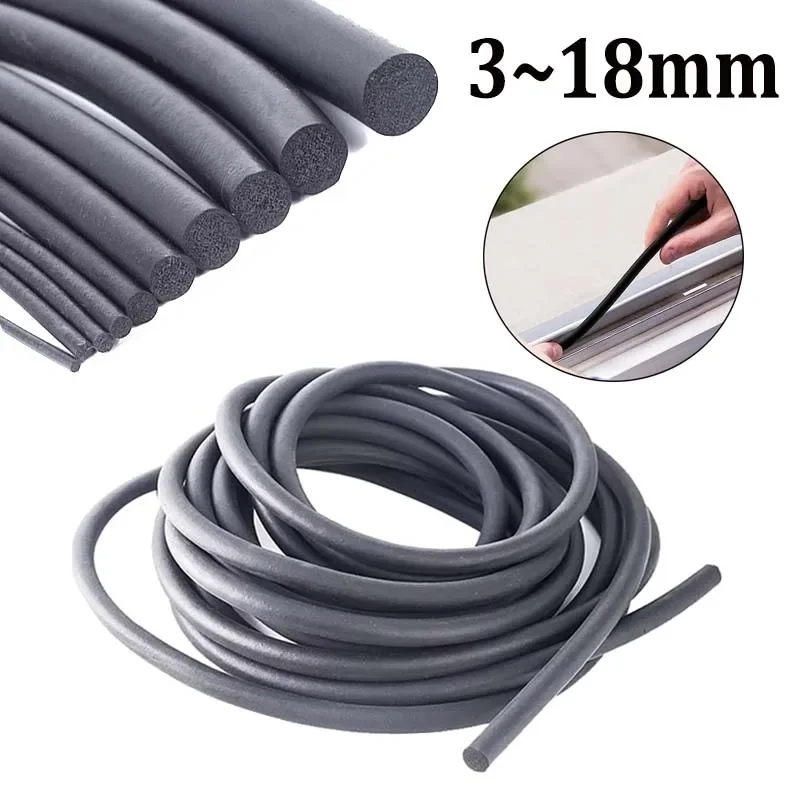 Black EPDM Rubber Foam Sealing Strip Round Sponge Cord Bar for Cabinet Door Seal