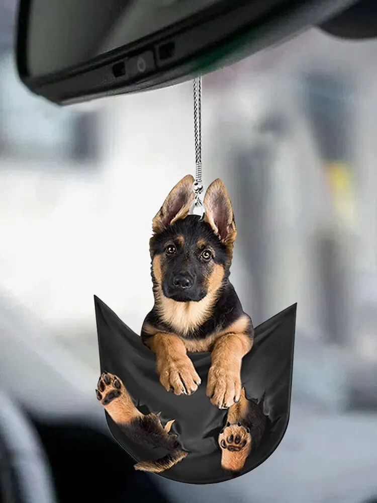 2 Ciondoli Per Specchietto Auto A Forma Di Cane – Decorazioni Oscillanti In Resina, Simpatici Accessori Interni Per Auto, Regalo Per Donne E Uomini